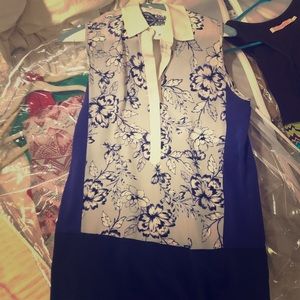 Rebecca Taylor floral blue/purple silk dress